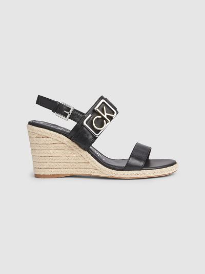 Calvin Klein Cipők HU404099 | Calvin Klein Bőr Wedge Női Szandál Fekete